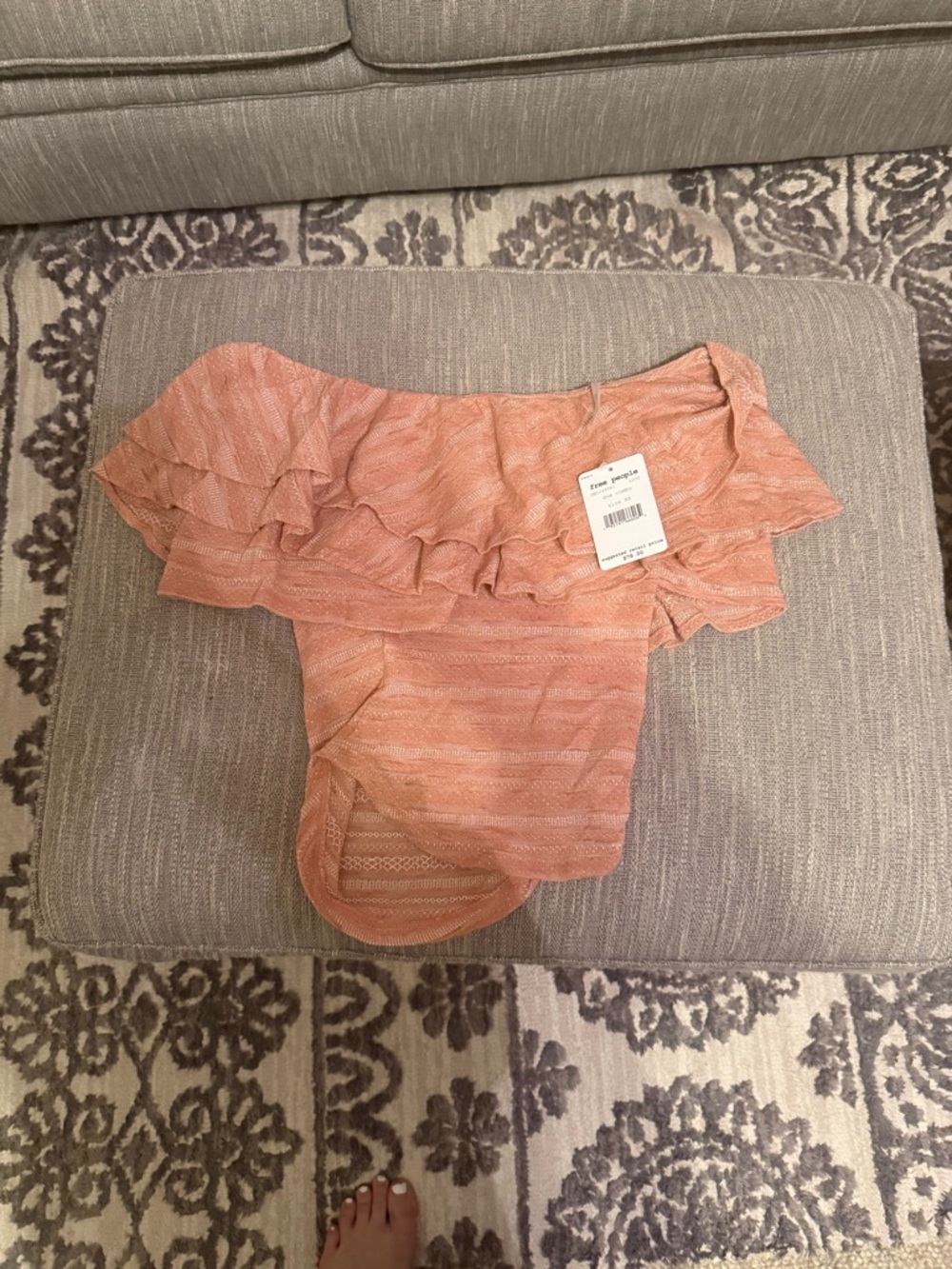 Free People Peach Off-Shoulder Ruffle Top